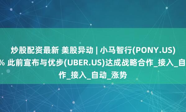 炒股配资最新 美股异动 | 小马智行(PONY.US)涨超11% 此前宣布与优步(UBER.US)达成战略合作_接入_自动_涨势